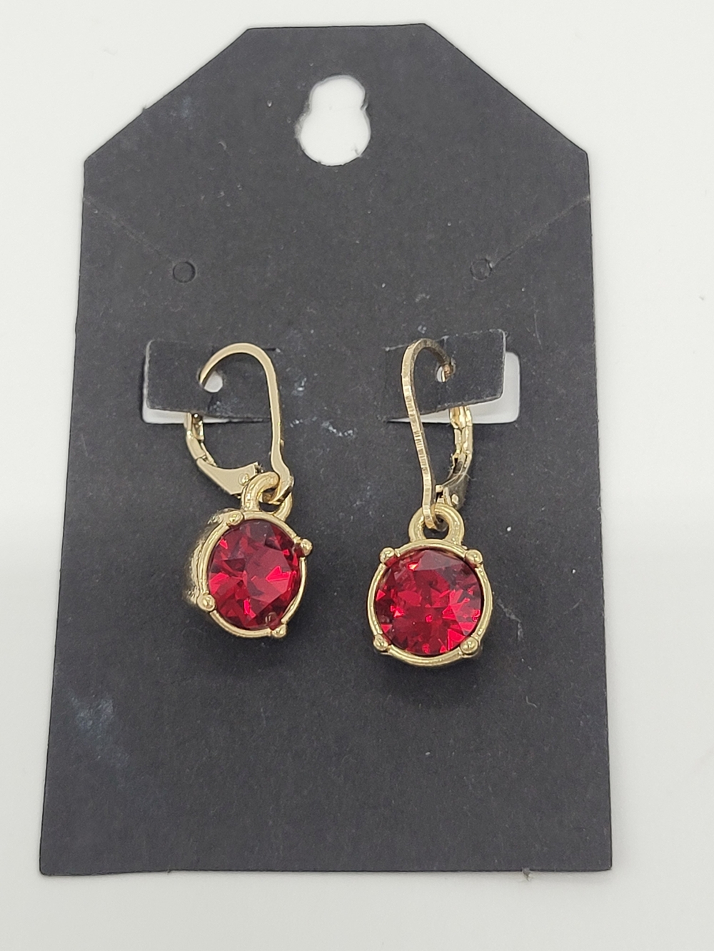 Gloria Vanderbilt Swarovski Earrings Gold Tone Red Crystal Jewelry